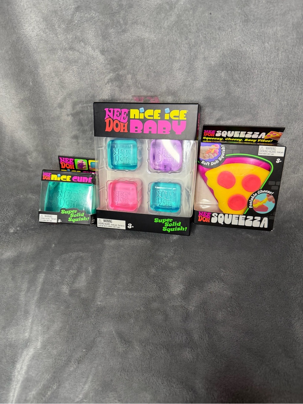 NeeDoh set of 3- Nice Cube, Nice Ice Baby and Squeezza